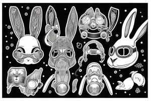 a diving mask wearing rabbit tattoo idea