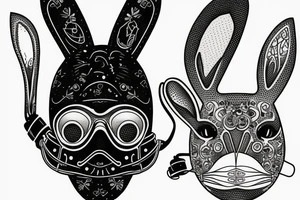a diving mask wearing rabbit tattoo idea
