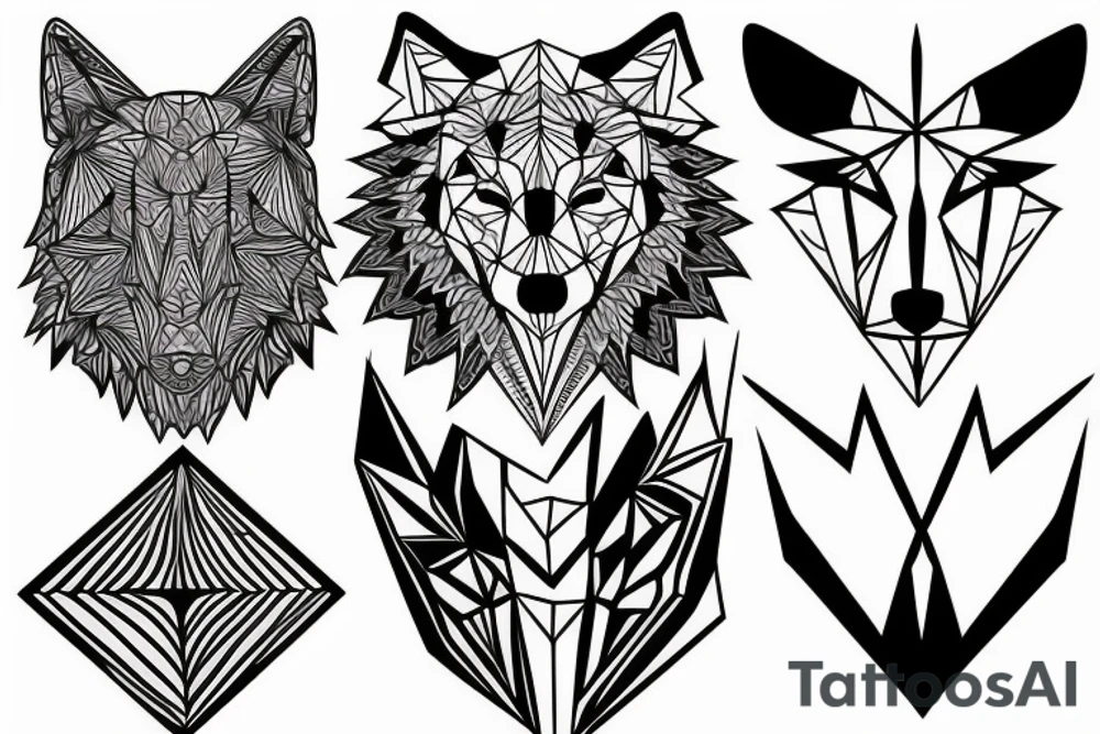 geometric Wolf tattoo idea