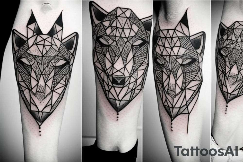 geometric Wolf tattoo idea