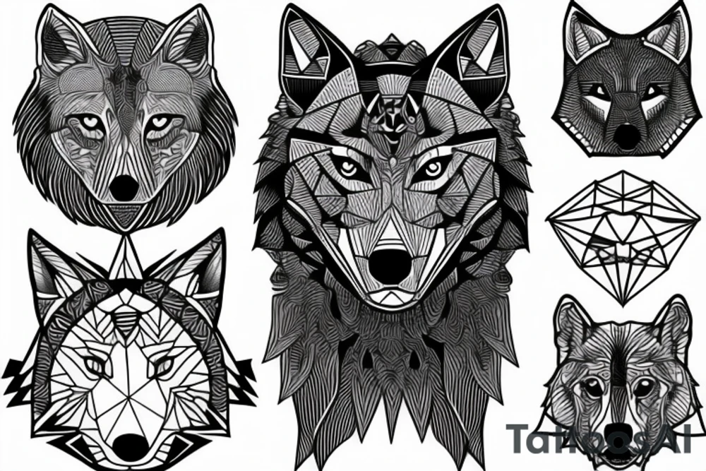 geometric Wolf tattoo idea