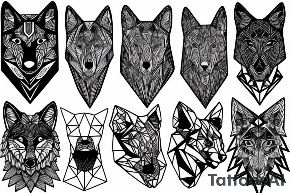 geometric Wolf tattoo idea