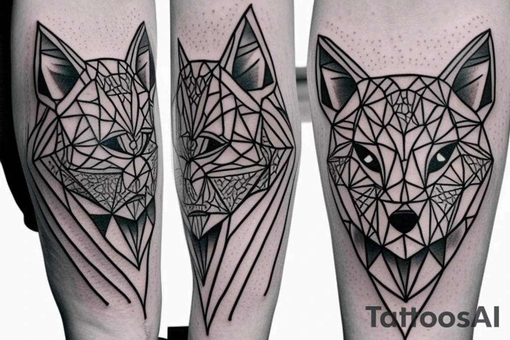 geometric Wolf tattoo idea