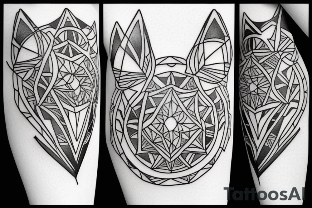 geometric rabbit tattoo idea