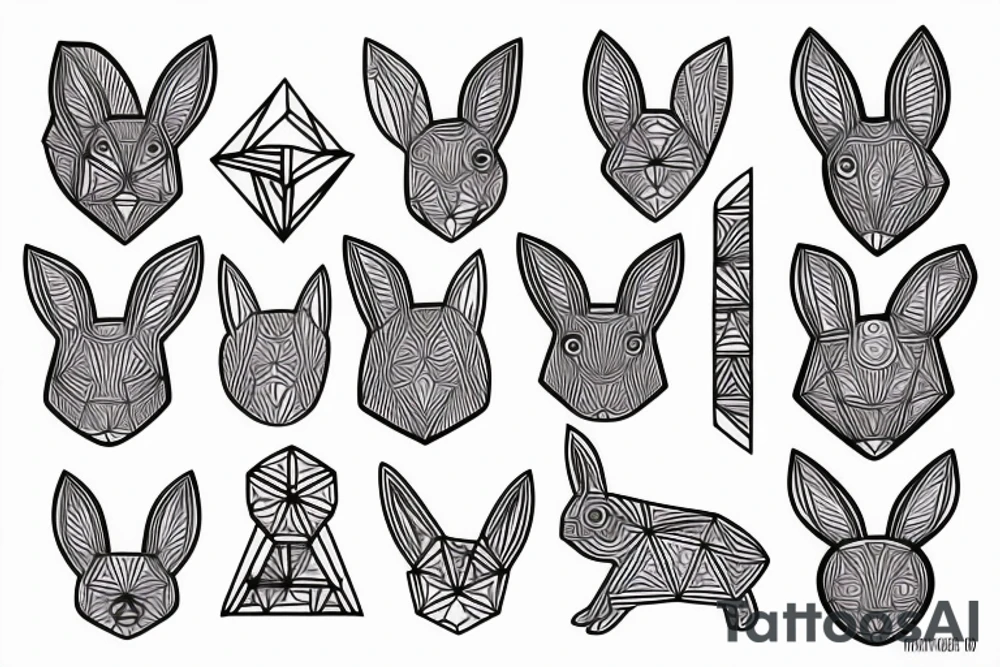geometric rabbit tattoo idea