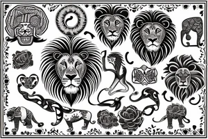 Cancer and lion in love tattoo idea