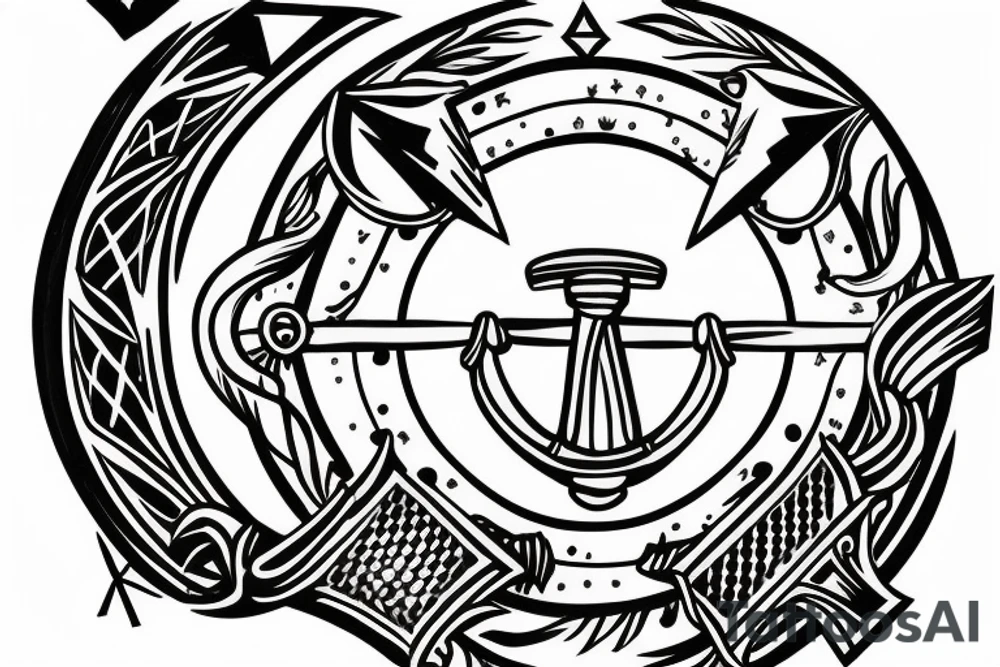 Trieste shield imposed on scopa ace of swords tattoo idea