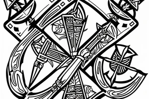 Trieste shield imposed on scopa ace of swords tattoo idea