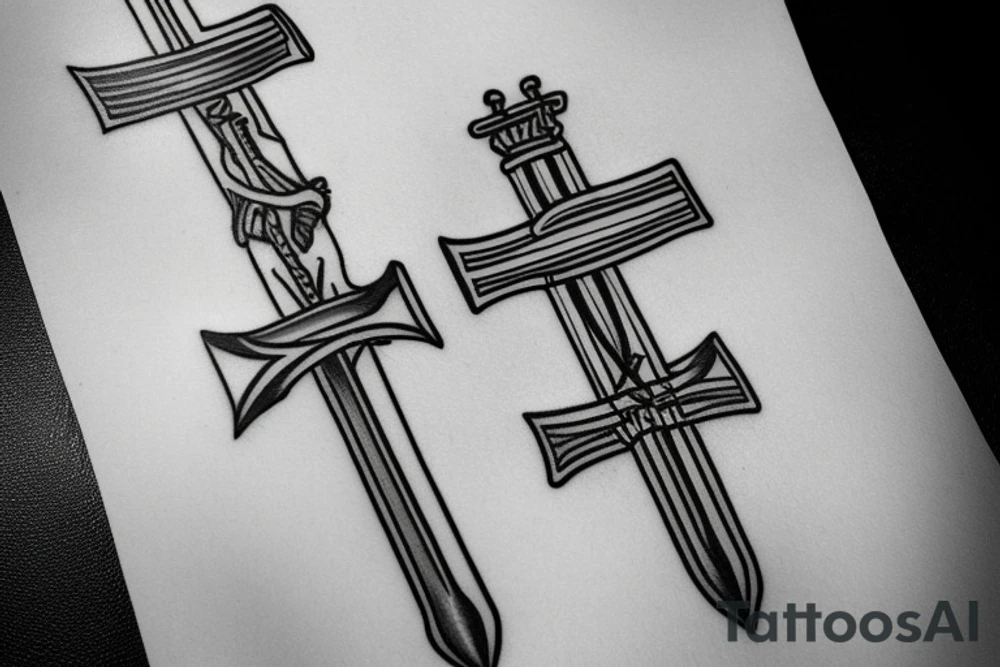 Italian flag on scopa ace of swords tattoo idea