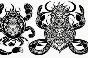 Crab and lion in love tattoo idea