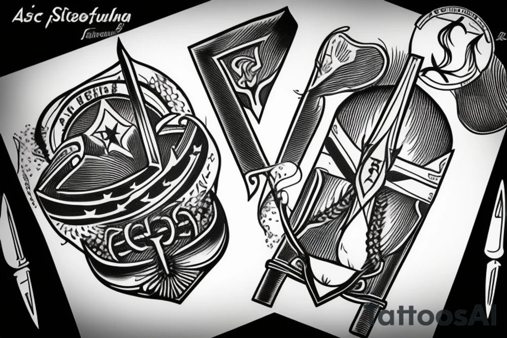 Trieste flag, ace of swords, traditional tattoo idea
