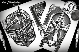 Trieste flag, ace of swords, traditional tattoo idea