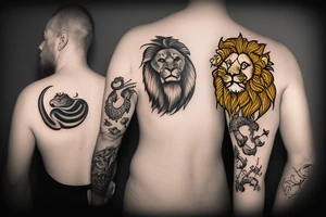 Crab and lion in love tattoo idea