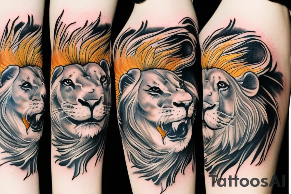 Crab and lion in love tattoo idea