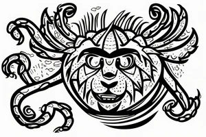 Crab and lion in love tattoo idea