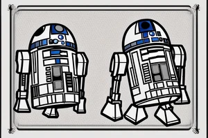 R2D2 listening to music, in Form with notes, Little Tattoo on the bieceps tattoo idea