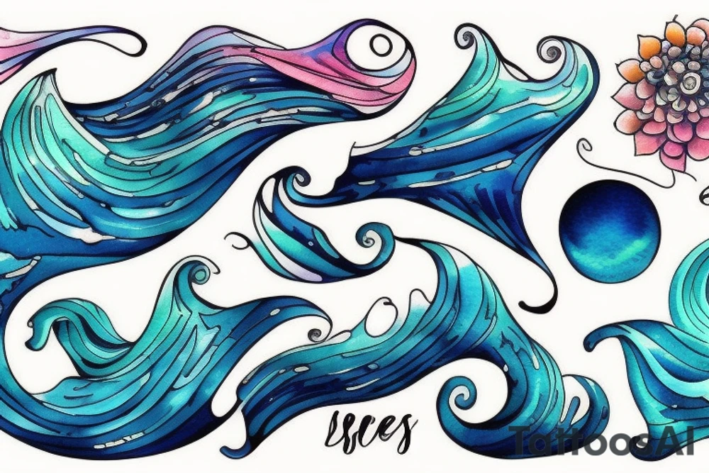 space is transforming into sea waves tattoo idea
