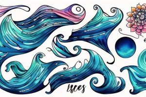 space is transforming into sea waves tattoo idea
