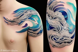 space is transforming into sea waves tattoo idea