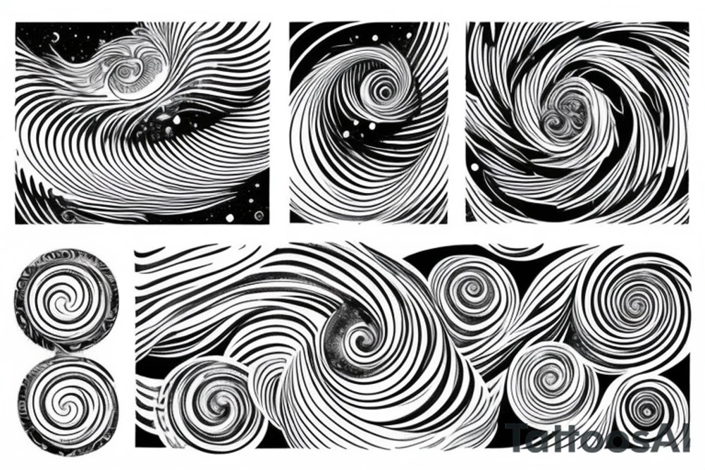 space is transforming into sea waves with fibonacci spiral tattoo idea space is transforming into sea waves with fibonacci spiral tattoo idea