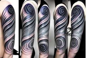 space is transforming into sea waves with fibonacci spiral tattoo idea