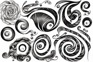 sea waves with fibonacci spiral tattoo idea