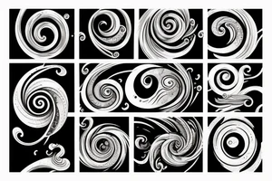 sea waves with fibonacci spiral tattoo idea