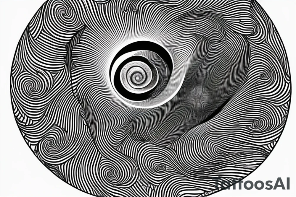 balance of fibonacci spiral and the sea wave tattoo idea