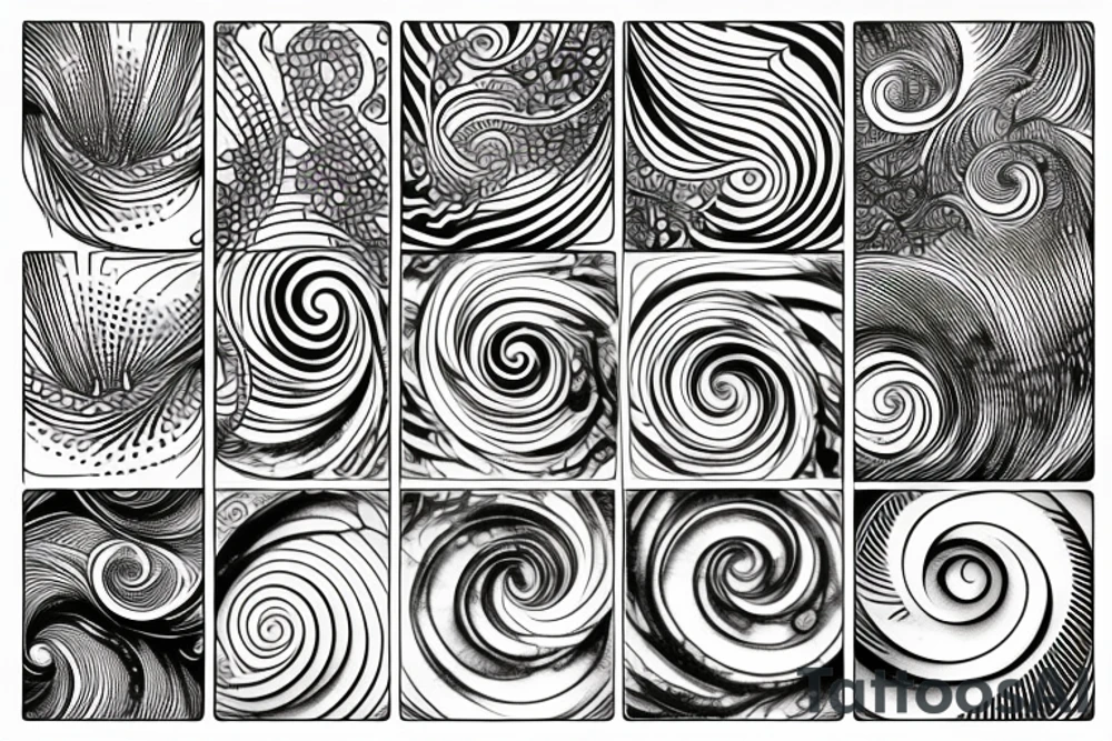 balance of fibonacci spiral and the sea wave tattoo idea