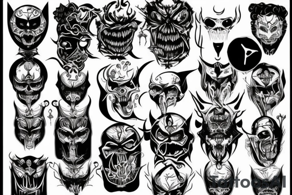 demonic face tattoo idea
