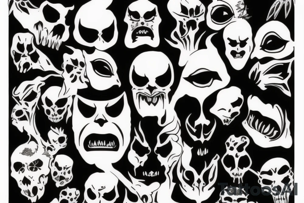 demonic face tattoo idea