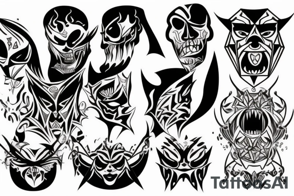 demonic face tattoo idea