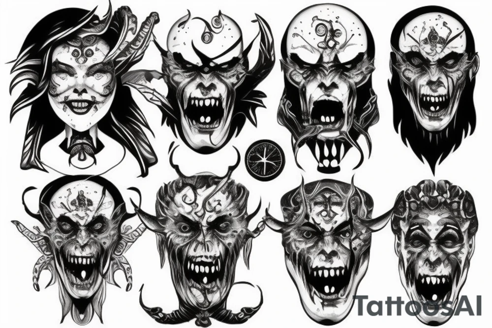 demonic face tattoo idea