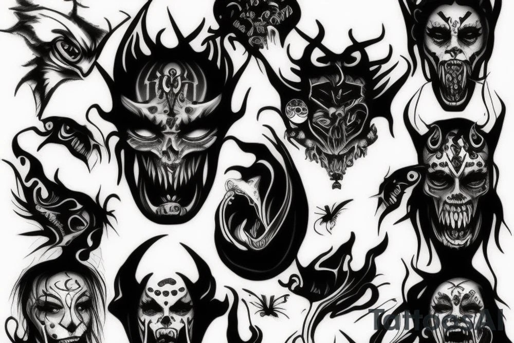 demonic face tattoo idea
