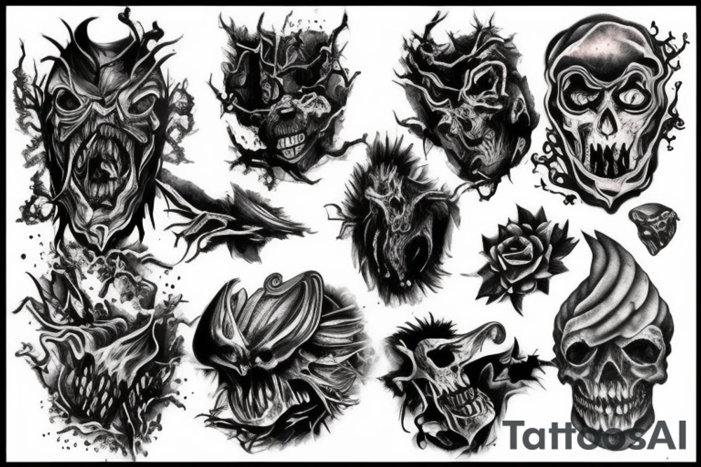 demonic landscape tattoo idea