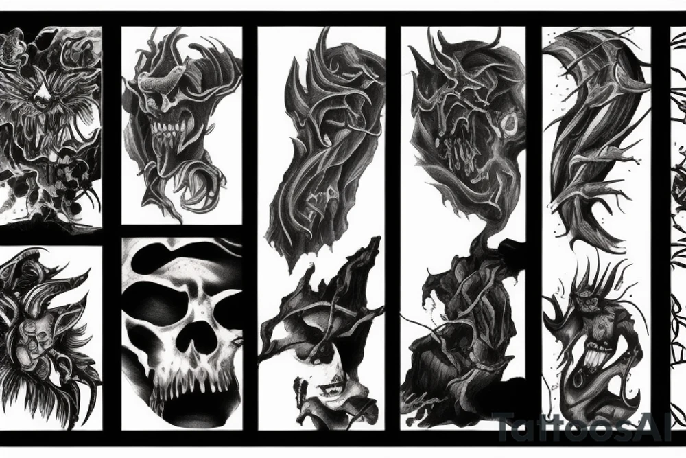 demonic landscape tattoo idea