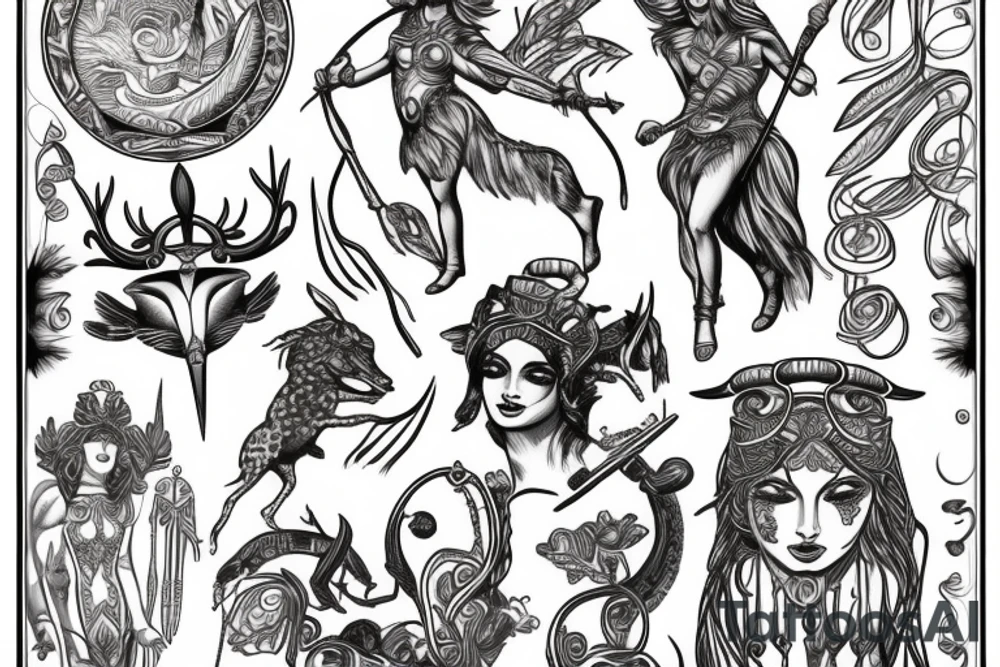 artemis the goddess of the hunt tattoo idea