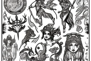 artemis the goddess of the hunt tattoo idea