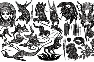 artemis the goddess of the hunt tattoo idea