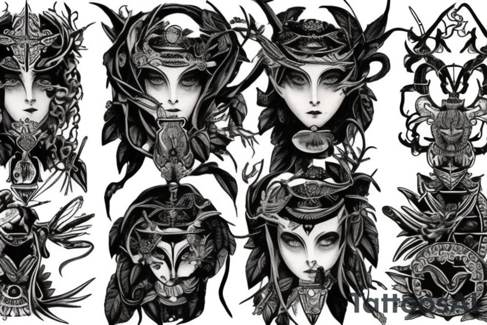 I want a tattoo for my right arm of the face of Arthemis, the goodess of hunt; tattoo idea