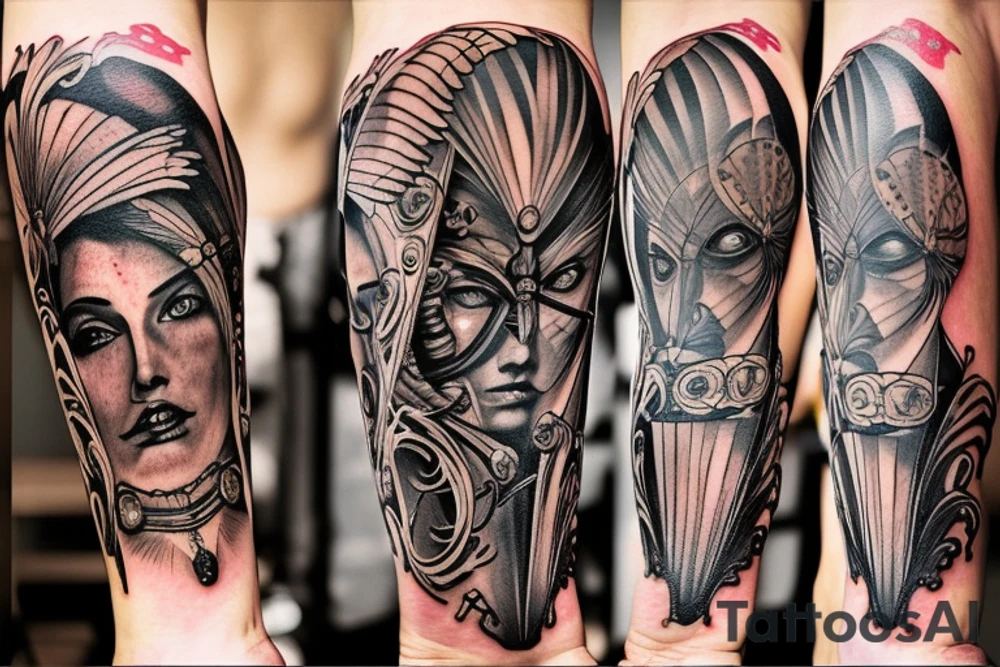 I want a tattoo for my right arm of the face of Arthemis, the goodess of hunt; tattoo idea