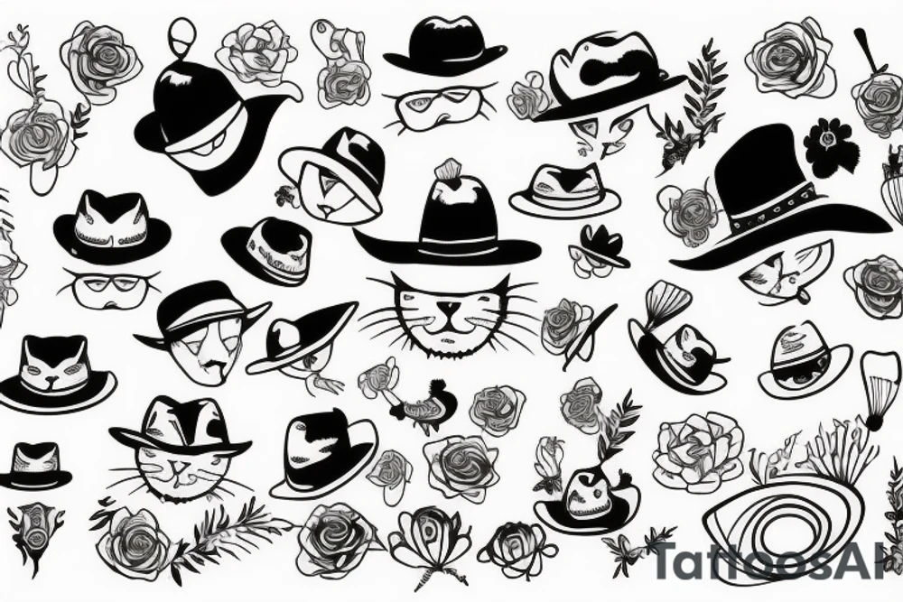 Cat wearing a hat tattoo idea