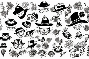 Cat wearing a hat tattoo idea
