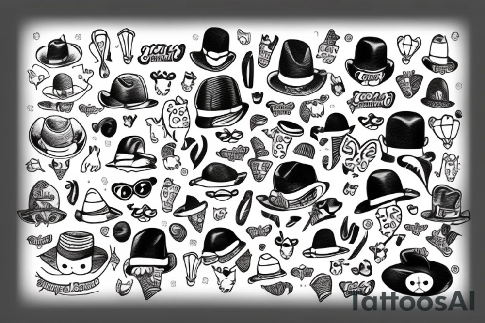 Cat wearing a hat tattoo idea