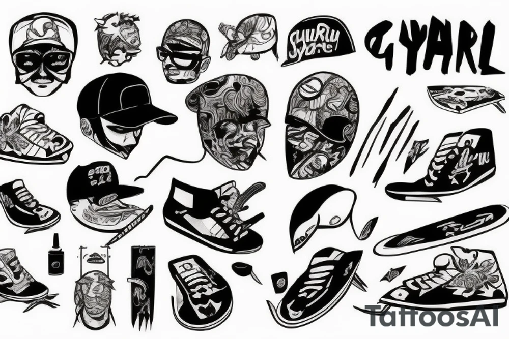 guy, skate, cap tattoo idea