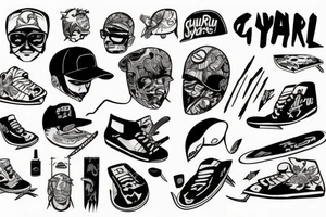 guy, skate, cap tattoo idea