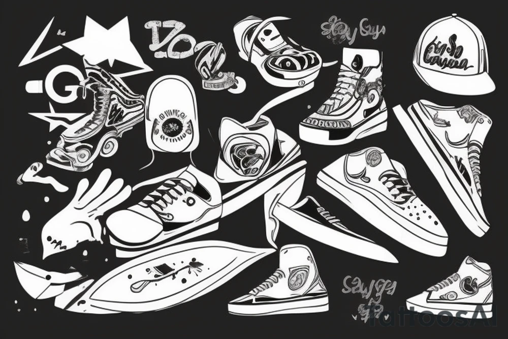 guy, skate, cap tattoo idea