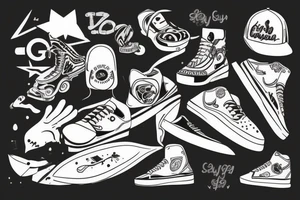guy, skate, cap tattoo idea