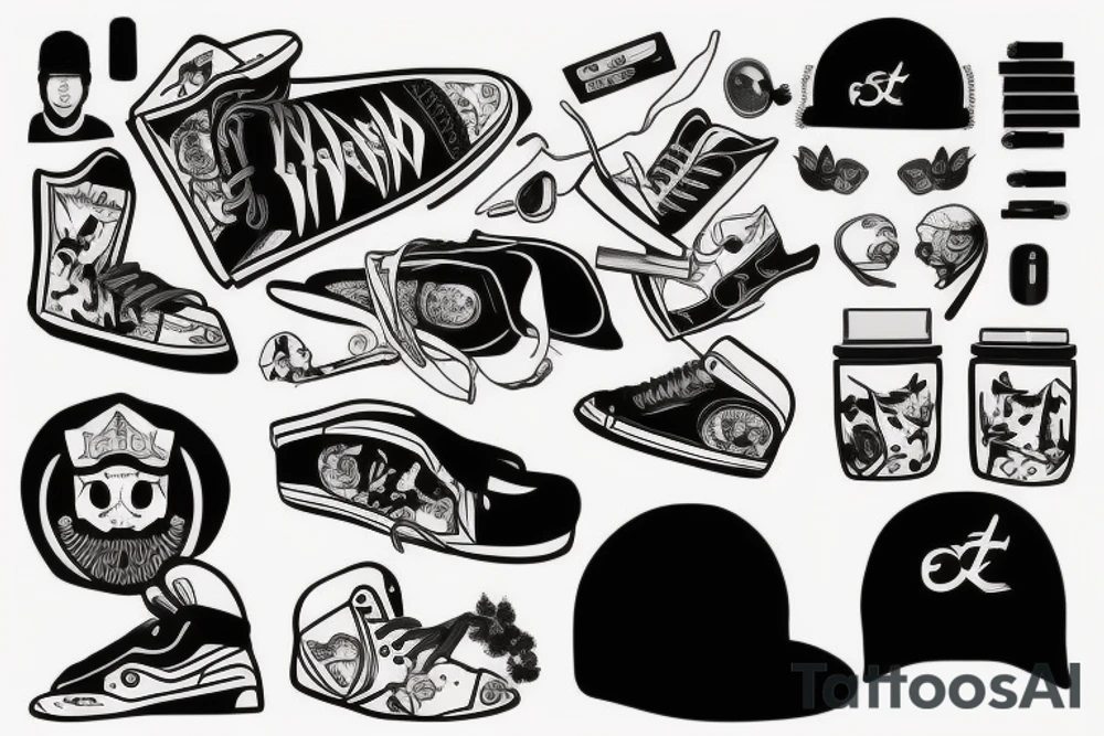 guy, skate, cap tattoo idea