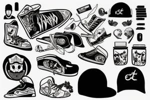 guy, skate, cap tattoo idea